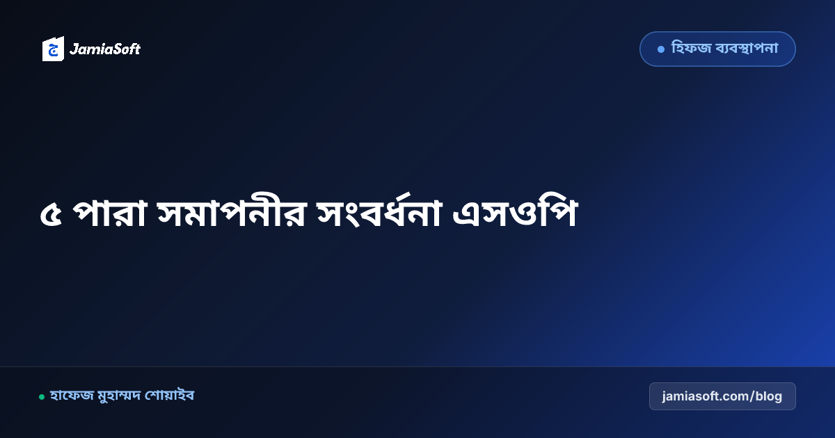 হিফজ শিক্ষার্থীদের প্রতি ৫ পারা সমাপনীর সংবর্ধনা ও উৎসাহ প্রদান: জুজ মাইলস্টোন ও মনোবিজ্ঞান পেডাগজি