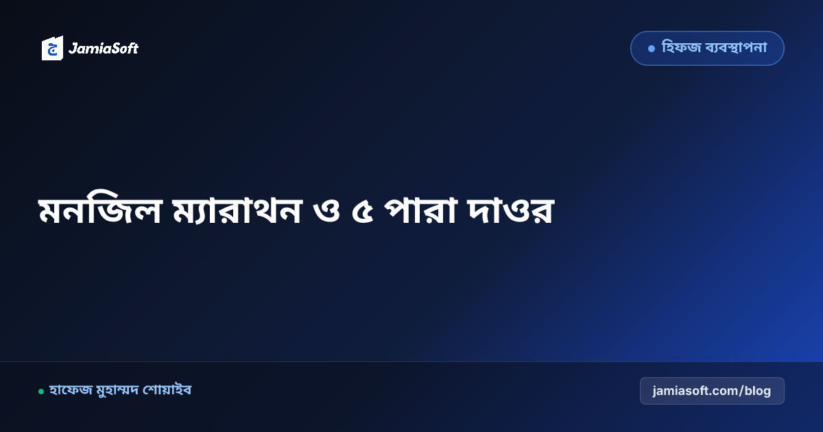 হিফজ শিক্ষার্থীদের সাপ্তাহিক মনজিল ম্যারাথন: এক বসায় ৫ পারা রিভিশন ও দীর্ঘস্থায়ী মুখস্থ পেডাগজি