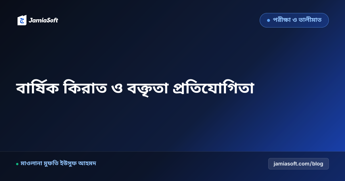 মাদ্রাসার বার্ষিক কিরাত, আযান, ইসলামিক বক্তৃতা ও ইনডোর ক্রীড়া প্রতিযোগিতা পরিচালনা গাইড