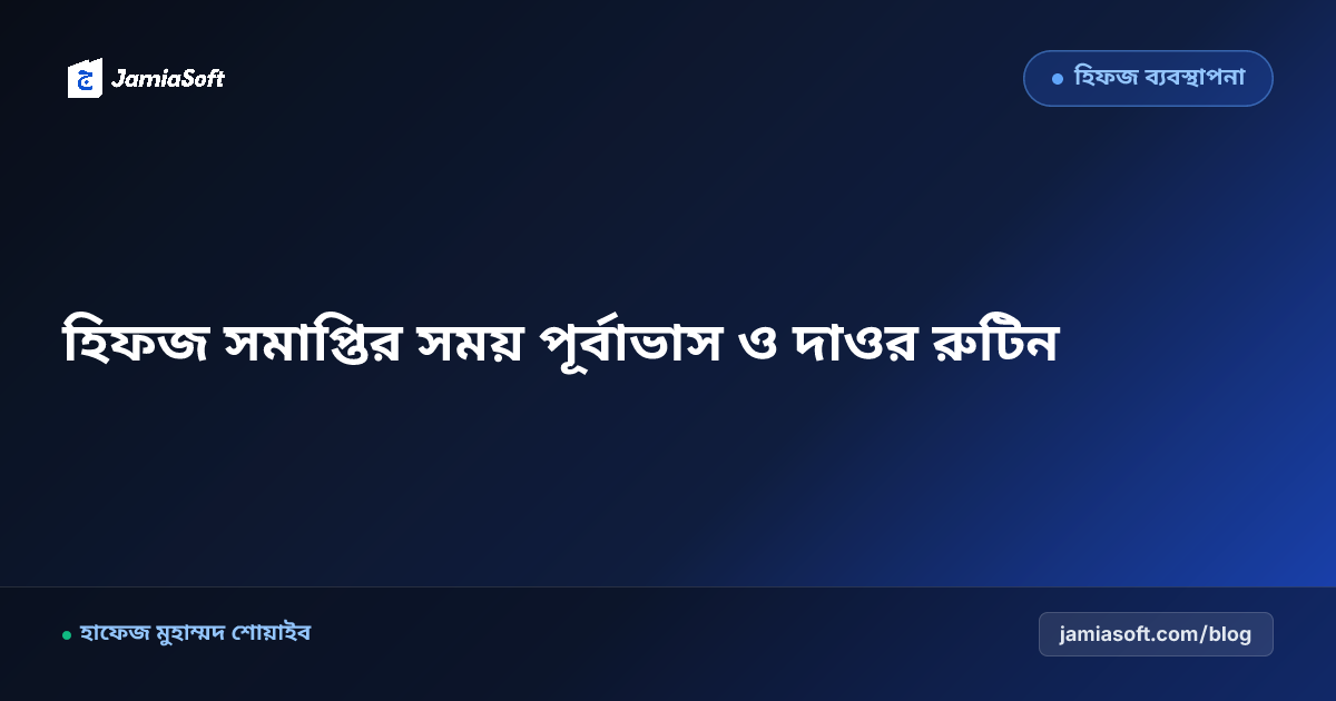 হিফজুল কুরআন ৩০ পারা সমাপ্তি সময় পূর্বাভাস ও দাওর প্ল্যানার